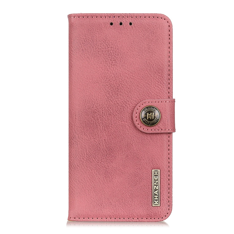 For iPhone 16e KHAZNEH Cowhide Texture Horizontal Flip Leather Phone Case(Pink) by bashfashion