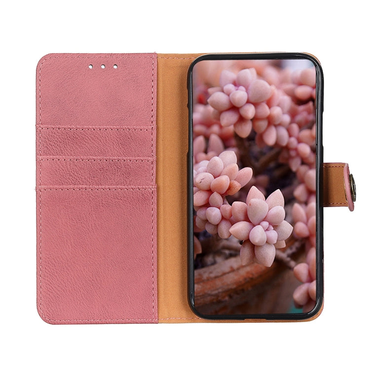 For iPhone 16e KHAZNEH Cowhide Texture Horizontal Flip Leather Phone Case(Pink) by bashfashion