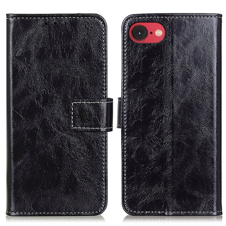 For iPhone 16e Retro Crazy Horse Texture Horizontal Flip Leather Phone Case(Black) by bashfashion
