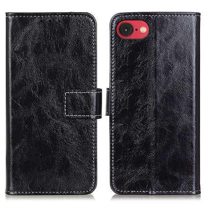 For iPhone 16e Retro Crazy Horse Texture Horizontal Flip Leather Phone Case(Black) by bashfashion