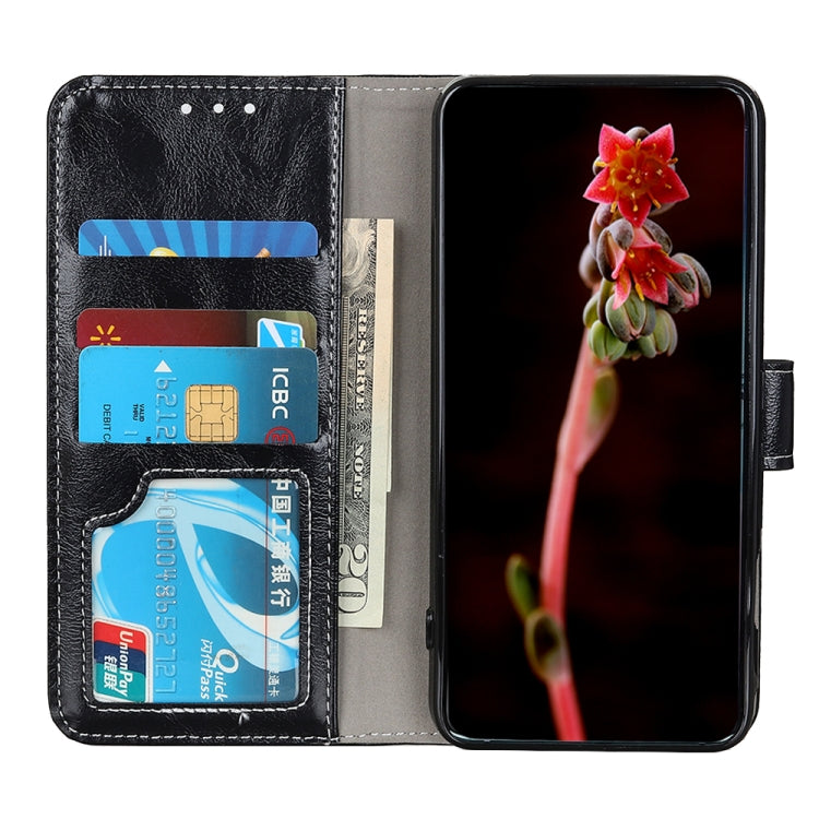 For iPhone 16e Retro Crazy Horse Texture Horizontal Flip Leather Phone Case(Black) by bashfashion
