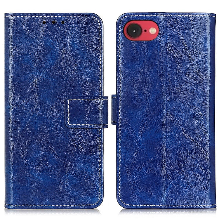 For iPhone 16e Retro Crazy Horse Texture Horizontal Flip Leather Phone Case(Blue) by bashfashion