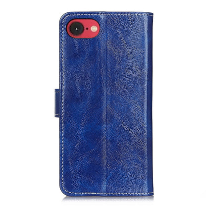 For iPhone 16e Retro Crazy Horse Texture Horizontal Flip Leather Phone Case(Blue) by bashfashion