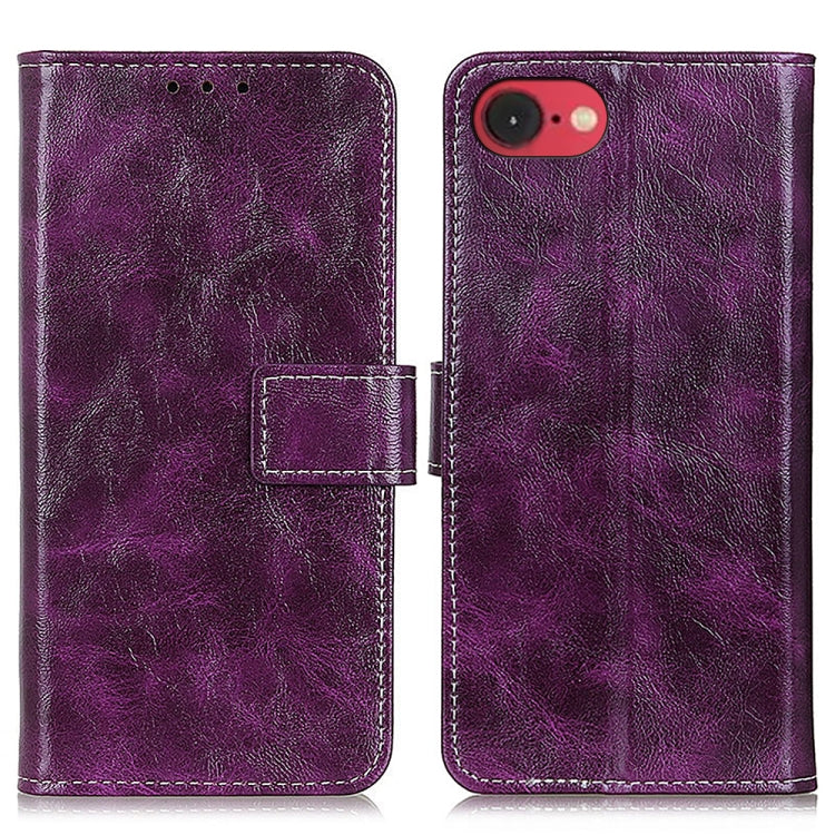 For iPhone 16e Retro Crazy Horse Texture Horizontal Flip Leather Phone Case(Purple) by bashfashion