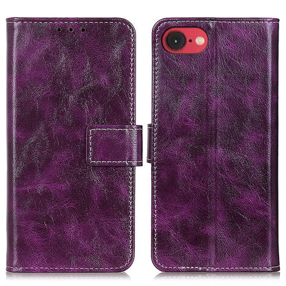 For iPhone 16e Retro Crazy Horse Texture Horizontal Flip Leather Phone Case(Purple) by bashfashion