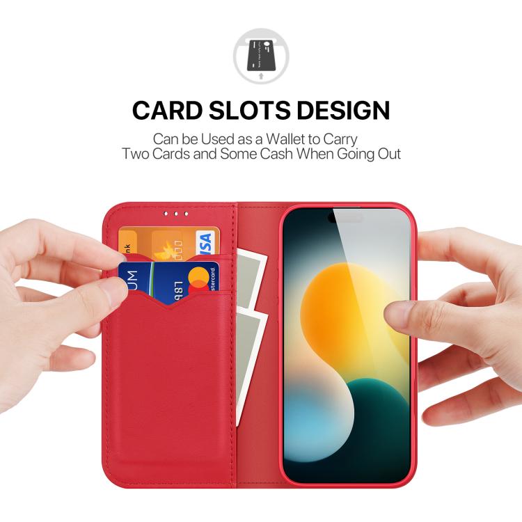 For iPhone 17 Pro Max DUX DUCIS Hivo Series Cowhide + PU + TPU Flip Phone Case(Red) by DUX DUCIS