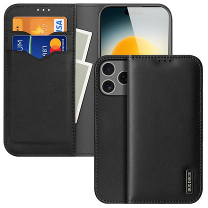 For iPhone 17 Pro DUX DUCIS Hivo Series Cowhide + PU + TPU Flip Phone Case(Black) by DUX DUCIS
