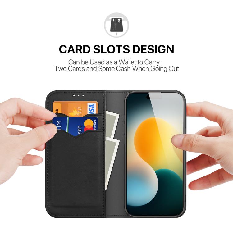 For iPhone 17 Pro DUX DUCIS Hivo Series Cowhide + PU + TPU Flip Phone Case(Black) by DUX DUCIS