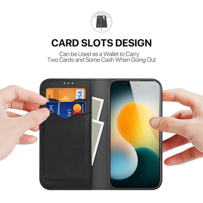 For iPhone 17 Pro DUX DUCIS Hivo Series Cowhide + PU + TPU Flip Phone Case(Black) by DUX DUCIS