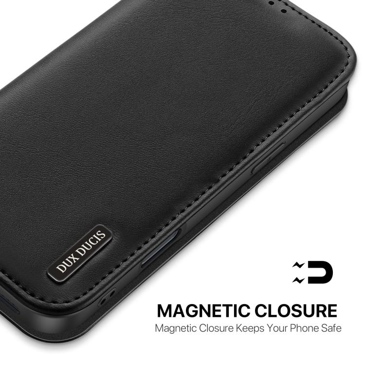 For iPhone 17 Pro DUX DUCIS Hivo Series Cowhide + PU + TPU Flip Phone Case(Black) by DUX DUCIS