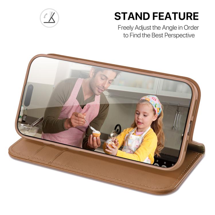 For iPhone 17 Pro DUX DUCIS Hivo Series Cowhide + PU + TPU Flip Phone Case(Brown) by DUX DUCIS