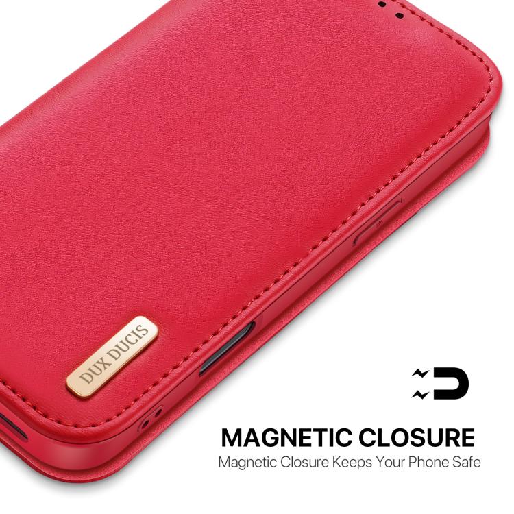 For iPhone 17 Pro DUX DUCIS Hivo Series Cowhide + PU + TPU Flip Phone Case(Red) by DUX DUCIS