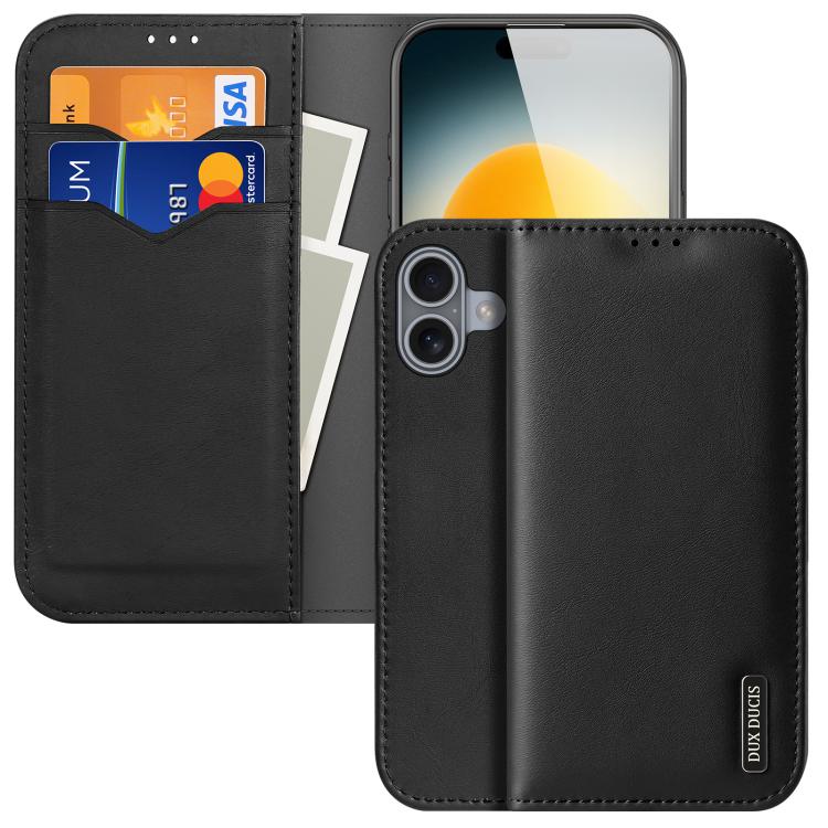 For iPhone 17 DUX DUCIS Hivo Series Cowhide + PU + TPU Flip Phone Case(Black) by DUX DUCIS