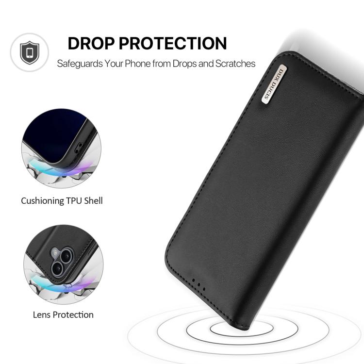 For iPhone 17 DUX DUCIS Hivo Series Cowhide + PU + TPU Flip Phone Case(Black) by DUX DUCIS