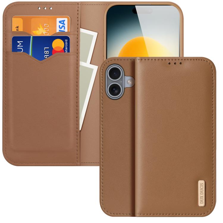 For iPhone 17 DUX DUCIS Hivo Series Cowhide + PU + TPU Flip Phone Case(Brown) by DUX DUCIS