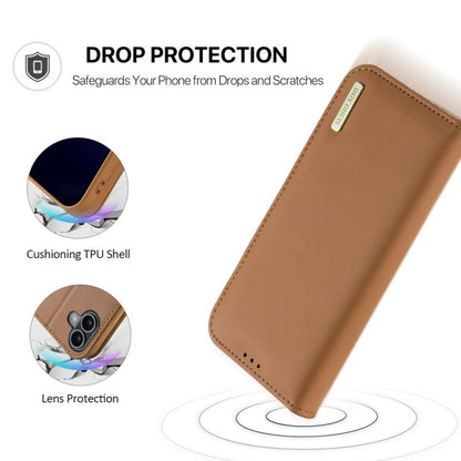 For iPhone 17 DUX DUCIS Hivo Series Cowhide + PU + TPU Flip Phone Case(Brown) by DUX DUCIS