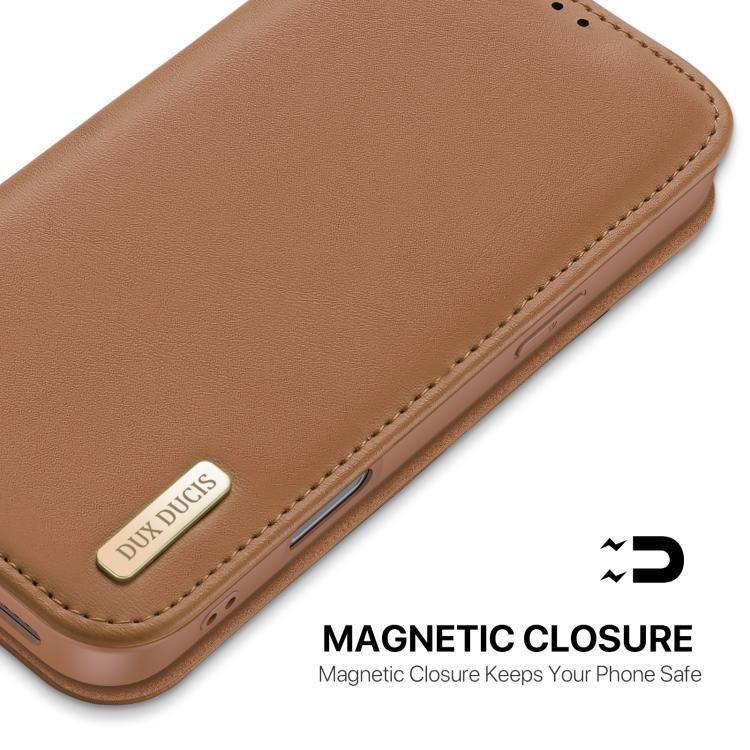 For iPhone 17 DUX DUCIS Hivo Series Cowhide + PU + TPU Flip Phone Case(Brown) by DUX DUCIS