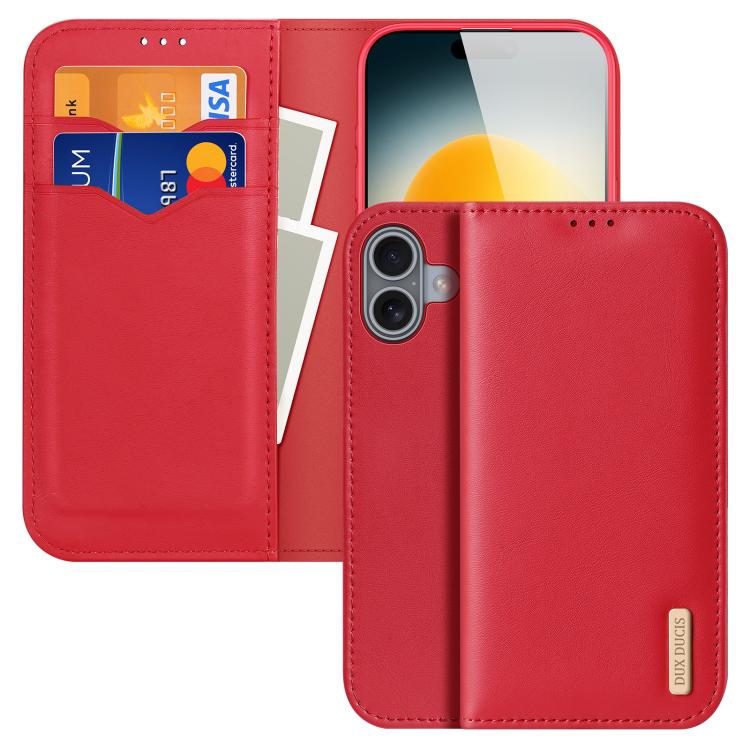 For iPhone 17 DUX DUCIS Hivo Series Cowhide + PU + TPU Flip Phone Case(Red) by DUX DUCIS