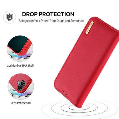 For iPhone 17 DUX DUCIS Hivo Series Cowhide + PU + TPU Flip Phone Case(Red) by DUX DUCIS