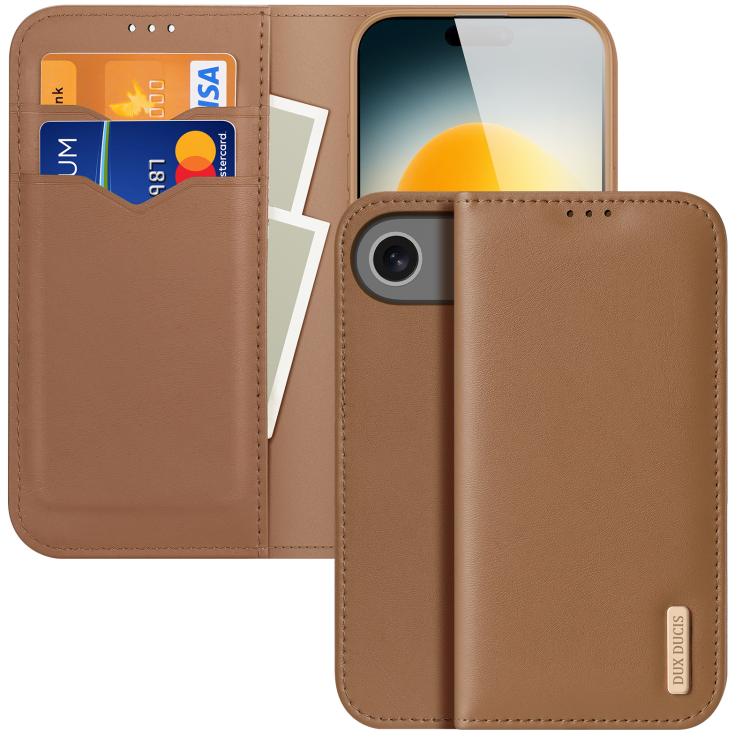 For iPhone Air DUX DUCIS Hivo Series Cowhide + PU + TPU Flip Phone Case(Brown) by DUX DUCIS