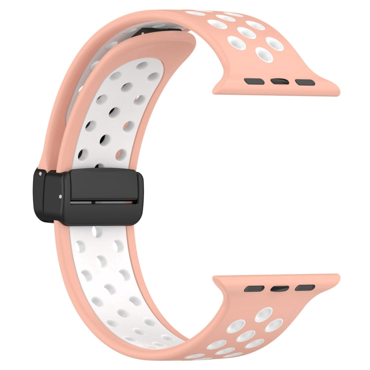 For Apple Watch Ultra 49mm Magnetic Buckle Silicone Watch Band(Pink White) by bashfashion