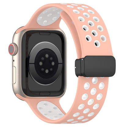 For Apple Watch Ultra 49mm Magnetic Buckle Silicone Watch Band(Pink White) by bashfashion