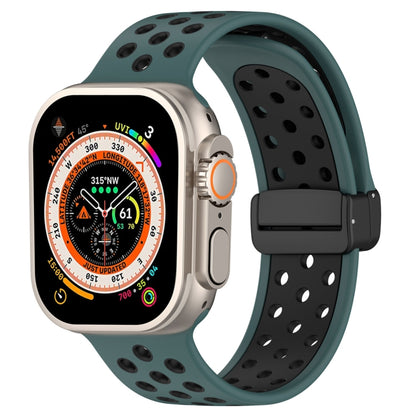 For Apple Watch Ultra 49mm Magnetic Buckle Silicone Watch Band(Olive Black) by bashfashion