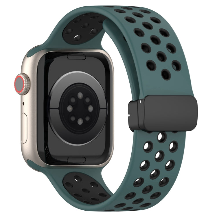 For Apple Watch Ultra 49mm Magnetic Buckle Silicone Watch Band(Olive Black) by bashfashion