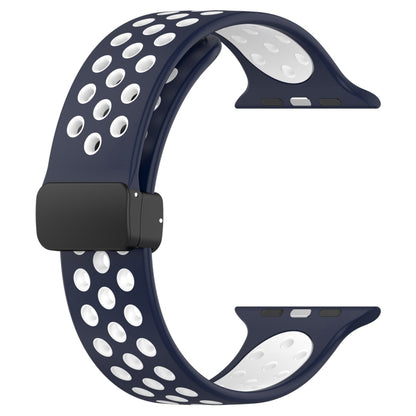 For Apple Watch Ultra 49mm Magnetic Buckle Silicone Watch Band(Navy White) by bashfashion