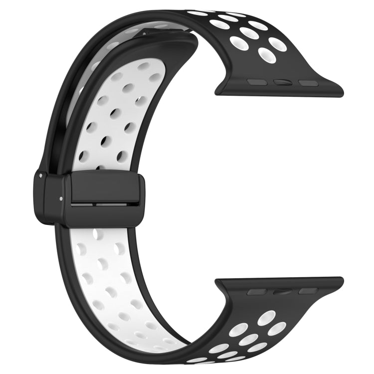 For Apple Watch Ultra 49mm Magnetic Buckle Silicone Watch Band(Black White) by bashfashion
