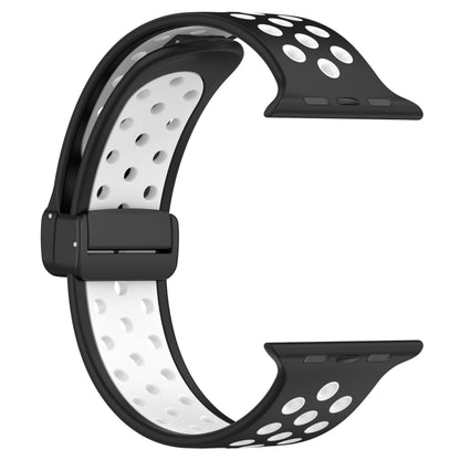 For Apple Watch Ultra 49mm Magnetic Buckle Silicone Watch Band(Black White) by bashfashion