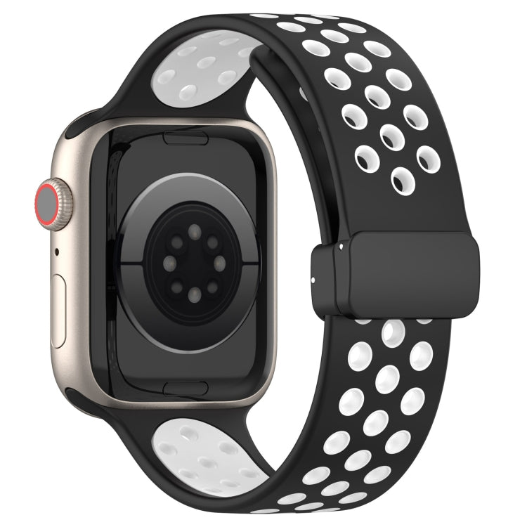 For Apple Watch Ultra 49mm Magnetic Buckle Silicone Watch Band(Black White) by bashfashion