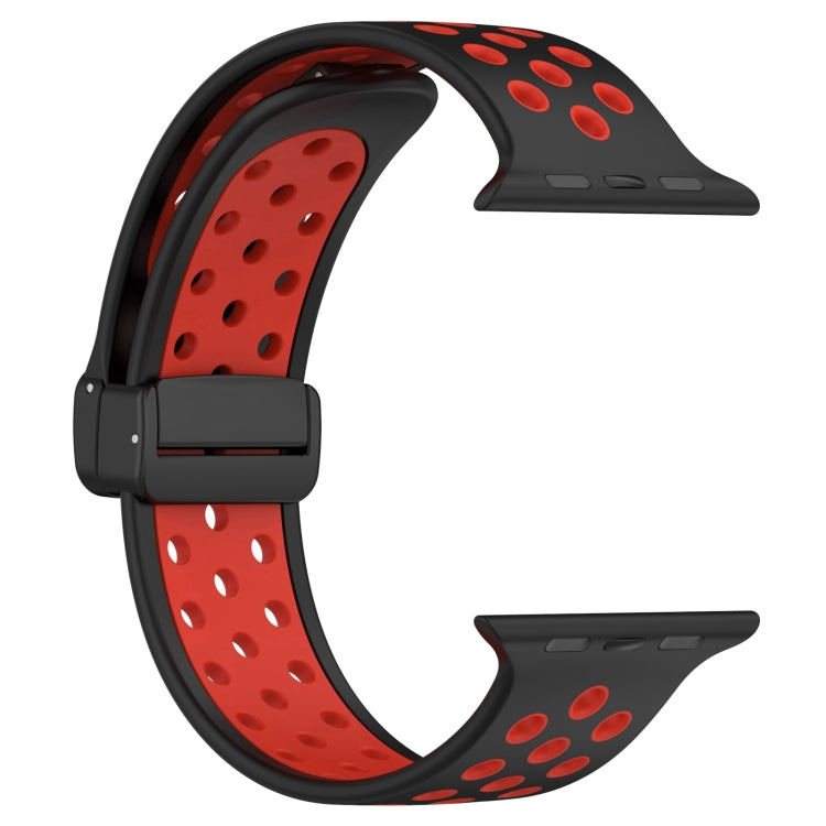 For Apple Watch Ultra 49mm Magnetic Buckle Silicone Watch Band(Black Red) by bashfashion