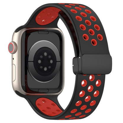 For Apple Watch Ultra 49mm Magnetic Buckle Silicone Watch Band(Black Red) by bashfashion
