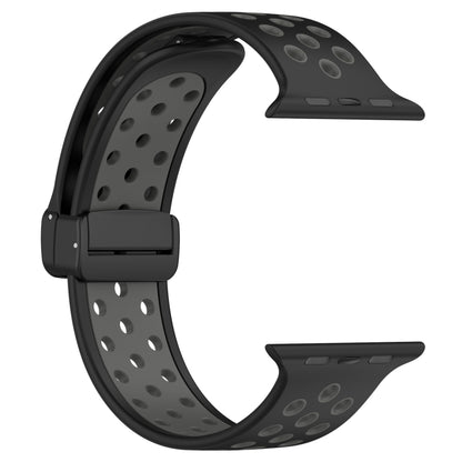 For Apple Watch Ultra 49mm Magnetic Buckle Silicone Watch Band(Black Grey) by bashfashion