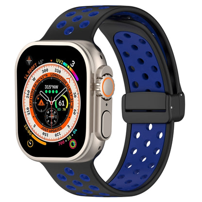 For Apple Watch Ultra 49mm Magnetic Buckle Silicone Watch Band(Black Blue) by bashfashion