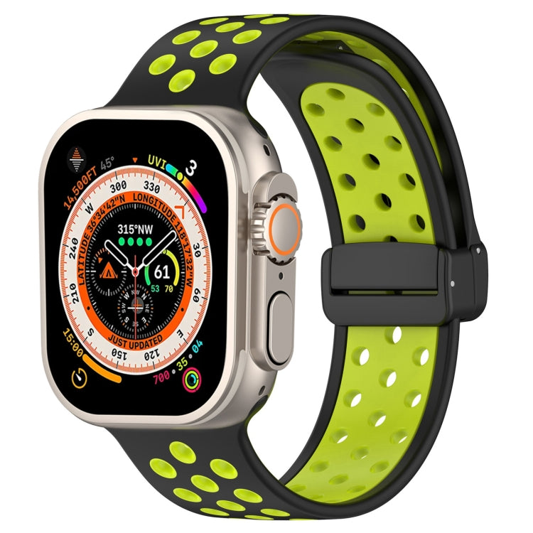 For Apple Watch Ultra 49mm Magnetic Buckle Silicone Watch Band(Black Limes) by bashfashion