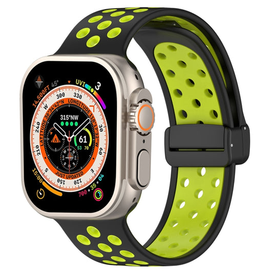 For Apple Watch Ultra 49mm Magnetic Buckle Silicone Watch Band(Black Limes) by bashfashion