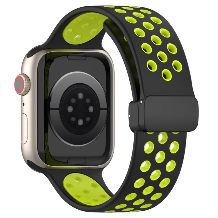 For Apple Watch Ultra 49mm Magnetic Buckle Silicone Watch Band(Black Limes) by bashfashion