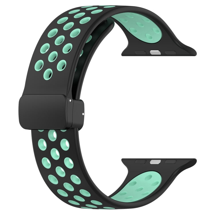 For Apple Watch Ultra 49mm Magnetic Buckle Silicone Watch Band(Black Cyan) by bashfashion