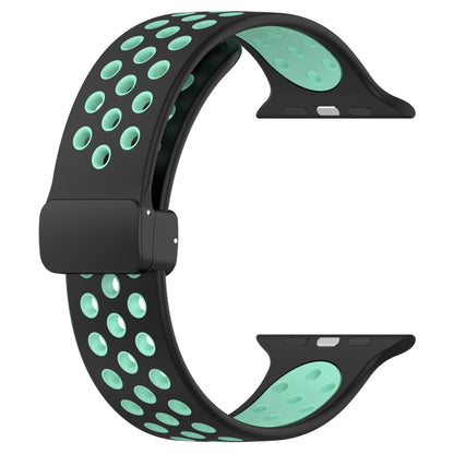 For Apple Watch Ultra 49mm Magnetic Buckle Silicone Watch Band(Black Cyan) by bashfashion