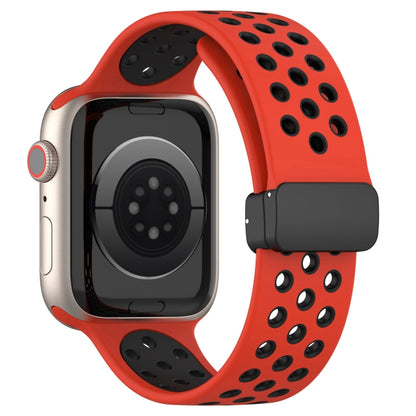For Apple Watch Ultra 49mm Magnetic Buckle Silicone Watch Band(Red Black) by bashfashion