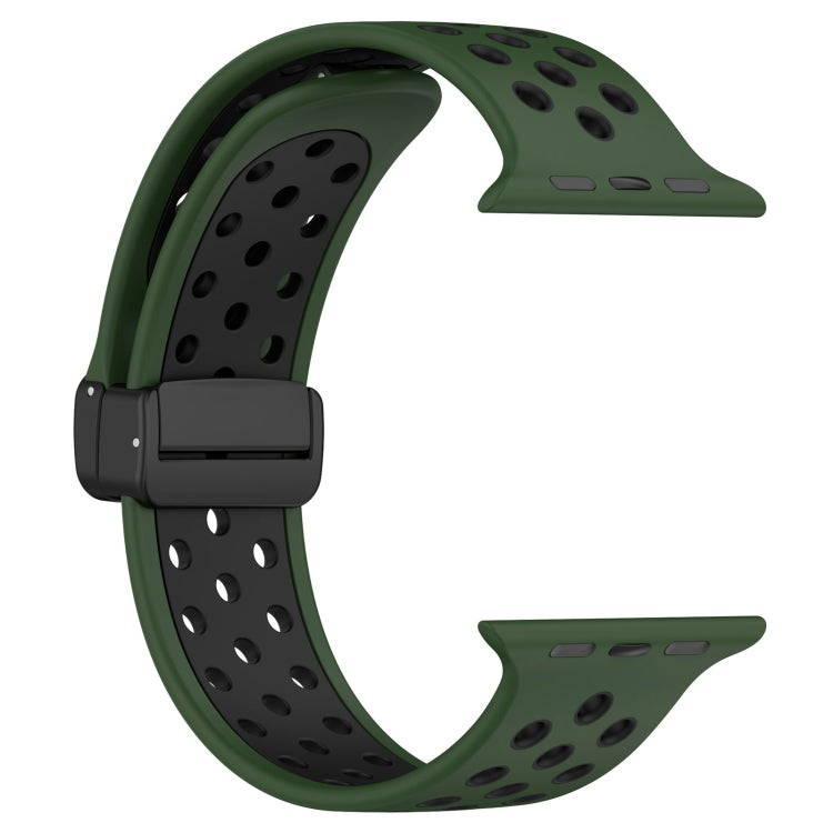 For Apple Watch Ultra 49mm Magnetic Buckle Silicone Watch Band(Army Green Black) by bashfashion