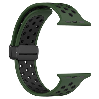 For Apple Watch Ultra 49mm Magnetic Buckle Silicone Watch Band(Army Green Black) by bashfashion