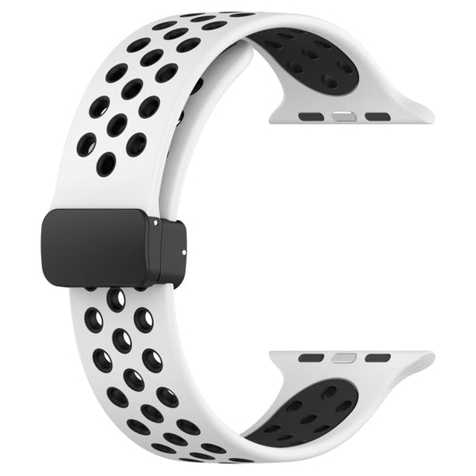 For Apple Watch Ultra 2 49mm Magnetic Buckle Silicone Watch Band(White Black) by bashfashion