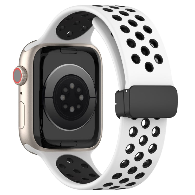 For Apple Watch Ultra 2 49mm Magnetic Buckle Silicone Watch Band(White Black) by bashfashion