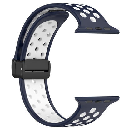 For Apple Watch Ultra 2 49mm Magnetic Buckle Silicone Watch Band(Navy White) by bashfashion