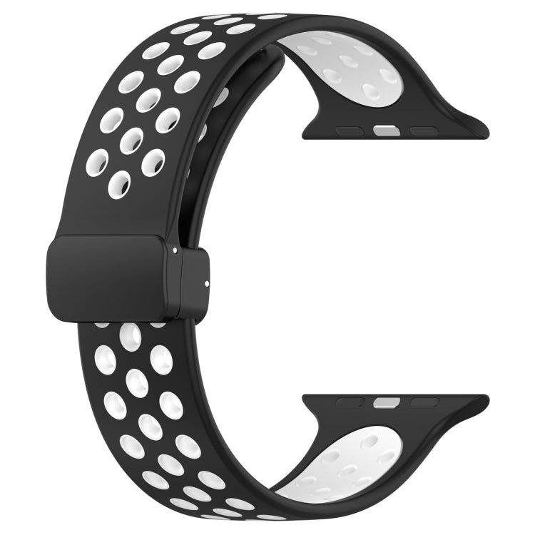 For Apple Watch Ultra 2 49mm Magnetic Buckle Silicone Watch Band(Black White) by bashfashion