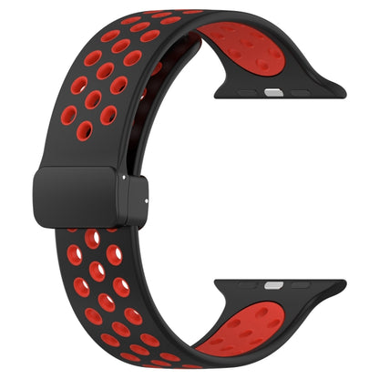 For Apple Watch Ultra 2 49mm Magnetic Buckle Silicone Watch Band(Black Red) by bashfashion
