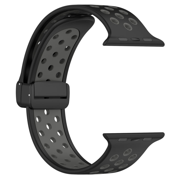 For Apple Watch Ultra 2 49mm Magnetic Buckle Silicone Watch Band(Black Grey) by bashfashion